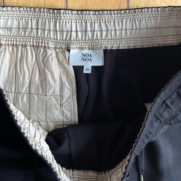 Noa Noa Relaxed Fit Boho Flowy Ruffle Black Pants with Elastic Waist – Size 40 - Picture 5 of 9